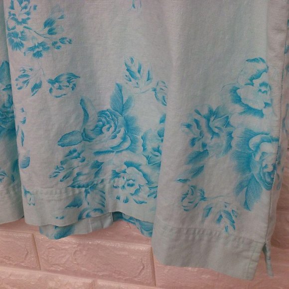 Y2K Cassini Linen Floral Blouse Sz-L Pocket SSL - Picture 10 of 10